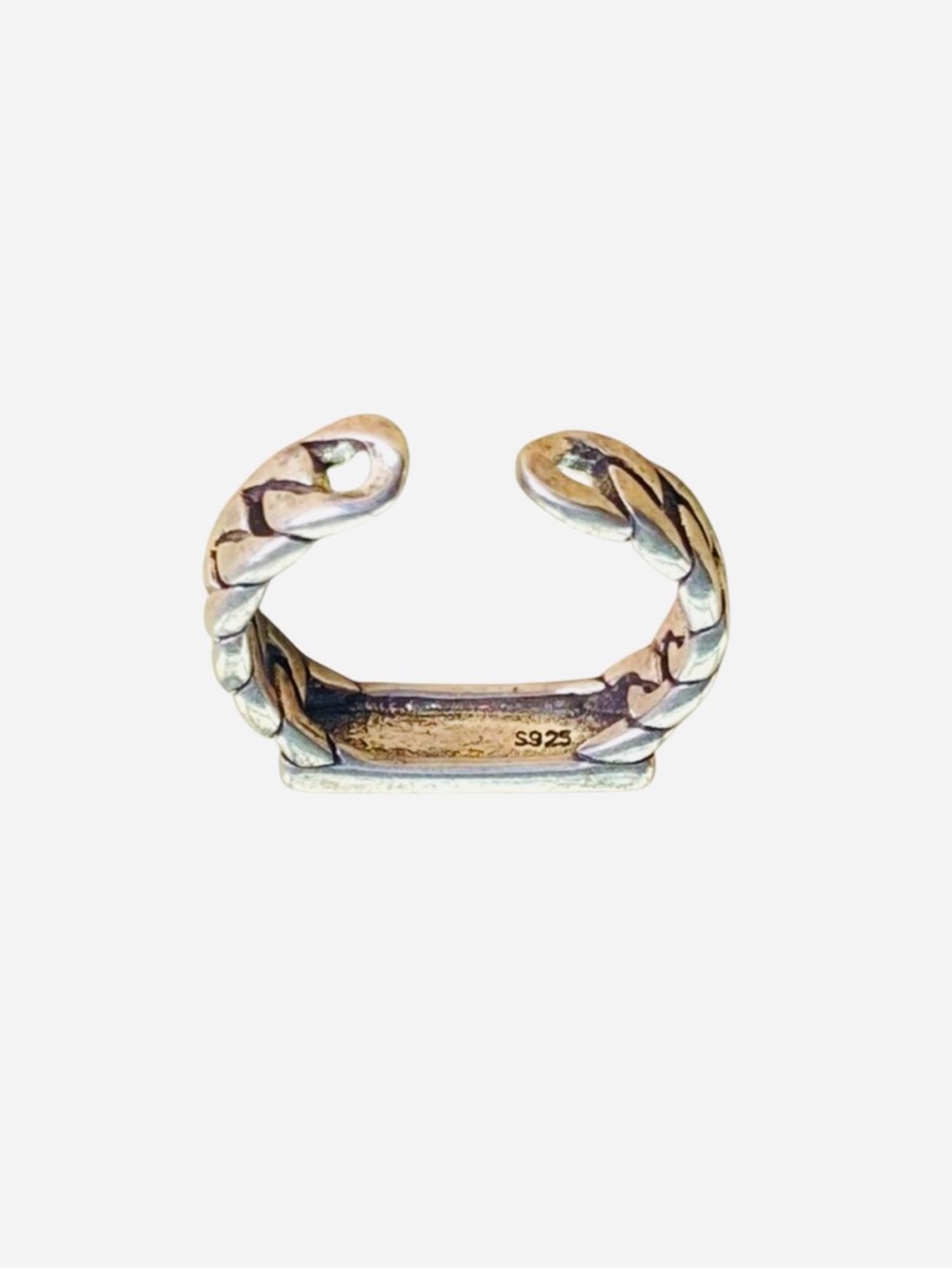 Yves Saint Laurent Paris Silver Chain Nameplate Cuff Ring S925 Stamped • YSL - Picture 6 of 6
